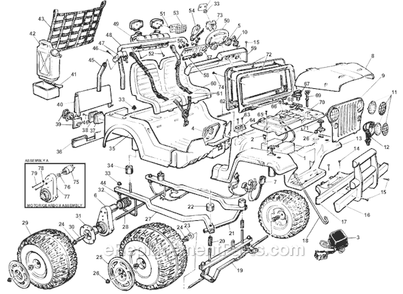 Page A Diagram and Parts List for 78650-86340  Power Wheels Ride-On Cars